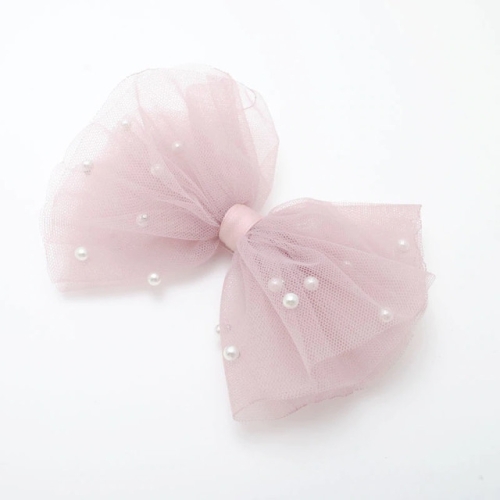 Haarspeld tule strik poeder roze