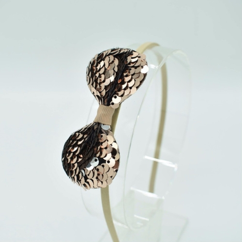 Haarband boog met pailletten goud