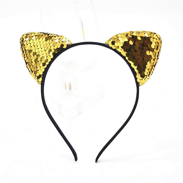 Haarband voor meisje kat pailletten goud