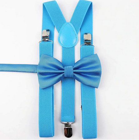 Broekbretels en vlinderdas blauw 