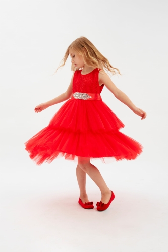 Feestjurk kind Chantal rood 