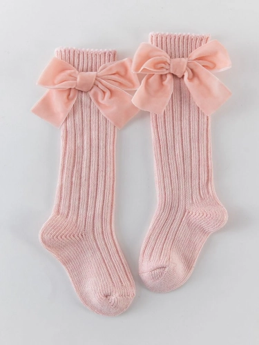Kniekousen met strik roze