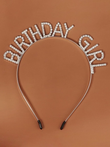 Haarband birthday girl zilver