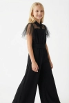 elegante jumpsuit Blair zwart meisjes, Vormsel feestkleding, tule mouwen, zoyafashion.be