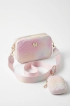 roze kinder tas detail, vlinderapplicatie voorkant, feestelijke stijl