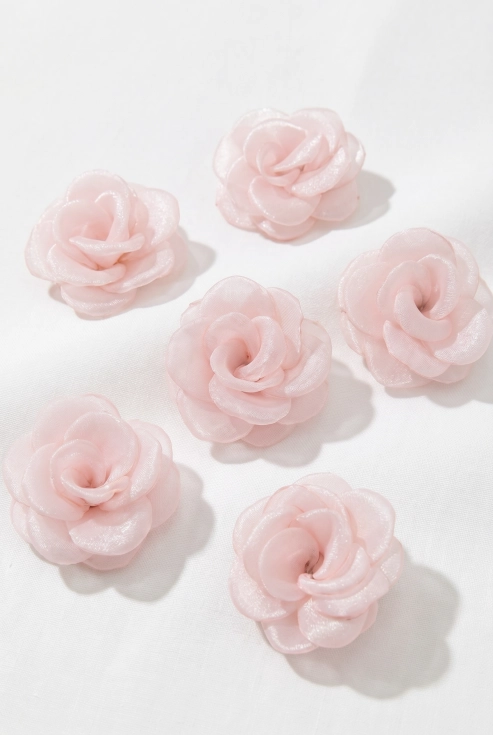 set 6 roze organza haarspeldjes voor meisjes, Communie haar accessoire, zoyafashion.be