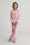 elegante meisjes set Emi roze, top met tule mouwen en rok, Vormsel feestkleding, zoyafashion.be