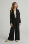 elegante meisjes set Emi zwart, top met tule mouwen en rok, Vormsel feestkleding, zoyafashion.be