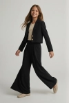 Emi zwart set zijaanzicht, tiener elegante feestkleding bruiloft