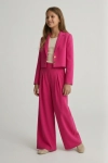 elegante meisjes set Emi fuchsia, top met tule mouwen en rok, Vormsel feestkleding, zoyafashion.be