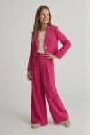 set Emi fuchsia detail, tule mouwen en geborduurde rok, tiener feestkledij